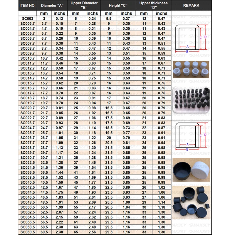Силиконовые колпачки для труб 29/30/32/34/36/38/40/42 мм