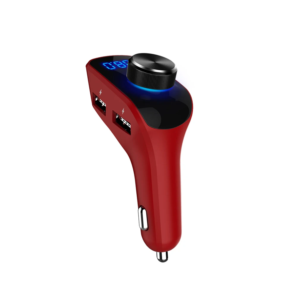 Красный SRUIK Bluetooth fm-передатчик беспроводной Bluetooth 4,2 автомобильный Радио адаптер автомобильный комплект громкой связи вызов 3 usb порта Поддержка TF карты - Название цвета: Красный
