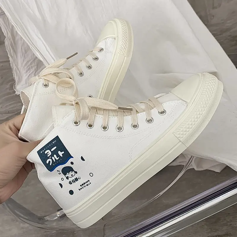 

Fashion women's canvas shoes 2021 new spring high-top flat shoes women's vulcanized shoes women's casual shoes...