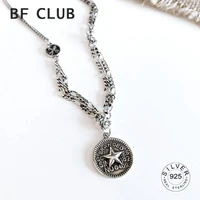 925 sterling silver necklace for women predents retro vintage star round chain fine jewelry party wedding accessories