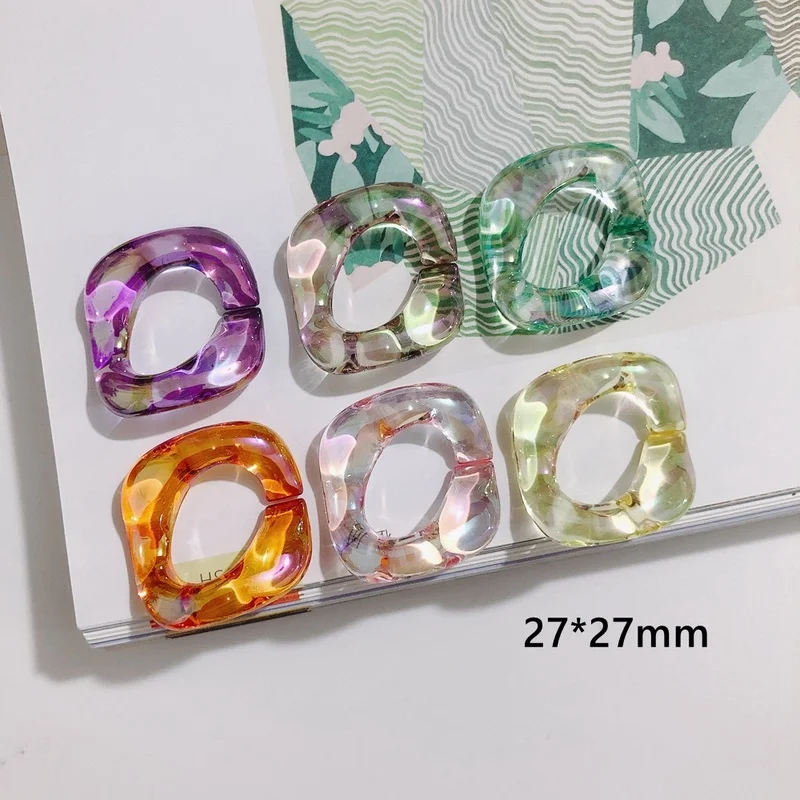 

ins Korean Fashion Temperament Hollow Geometric Magic Color Bag Chain Material Keychain Accessories 10pcs