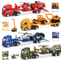 164 mini alloy engineering car truck freewheeling trailer toy child car model