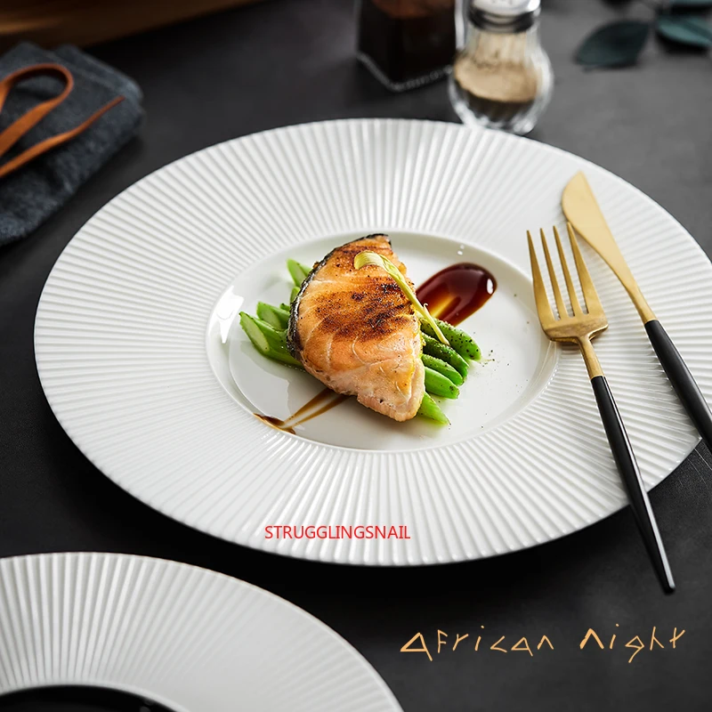 

Минимализм керамическая основная тарелка для ресторана Западная еда тарелка для стейка креативная французская тарелка для пасты кухонная фарфоровая столовая посуда