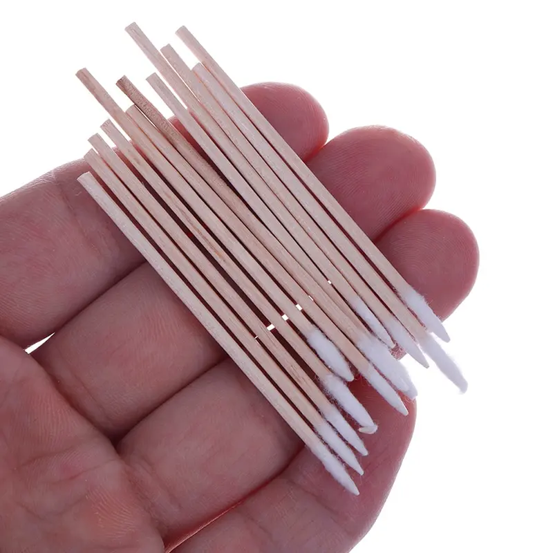 

300PCS Beauty Makeup Color Nail Seam Dedicated Dirty Picking Short Wood Handle Small Pointed Tip Head Cotton Swab Eyebrow Tattoo