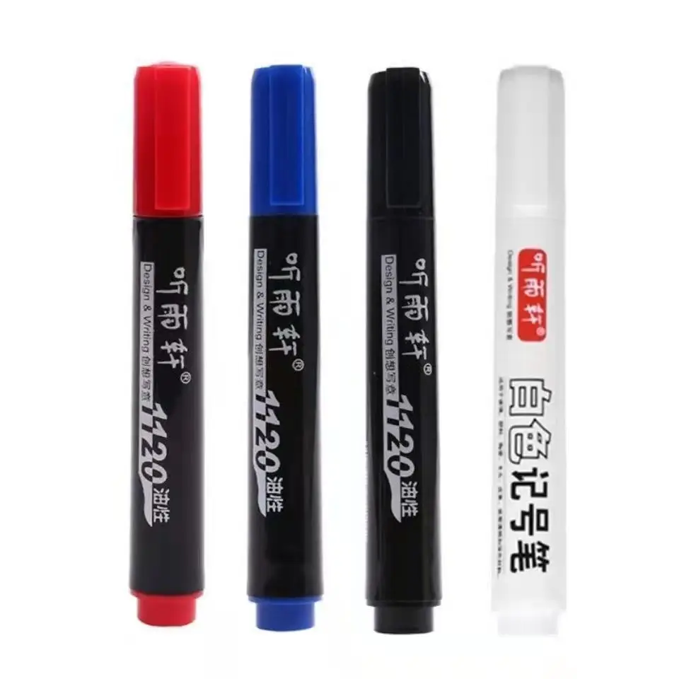 4Pcs DIY Metal Waterproof Permanent Paint Marker Pens white red blue and black Student Supplies Craftwork Pen Art painting