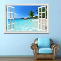 3d wall sticker beach coconut tree modern landscape new pvc decal stickers home living room bedroom kitchen decoration
