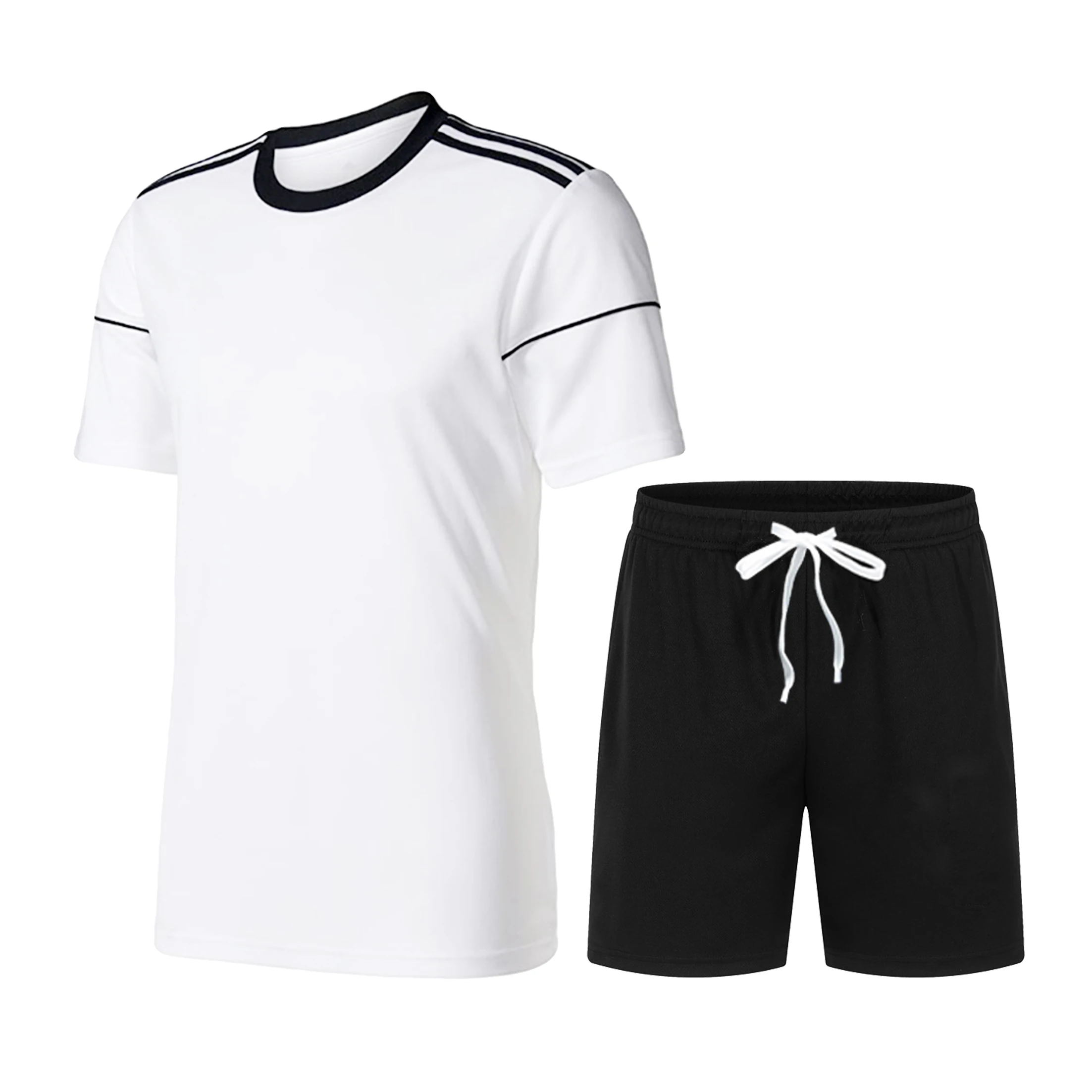

Новинка лета 2021, модная повседневная мужская футболка в полоску с коротким рукавом и спортивные шорты, комплект из 2 предметов, мужской одно...