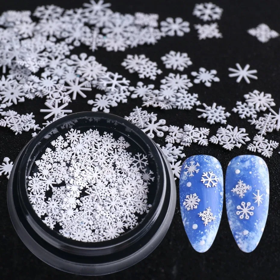 

Holographic Laser Gold White Christmas Nail Sticker Christmas Winter White Snowflake Metal Thin Patch Nail Ornament