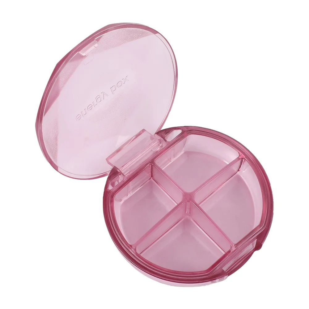 

1pc Pill Organizer Mini Pill Case Creative 4 Compartments Pill Storage Box