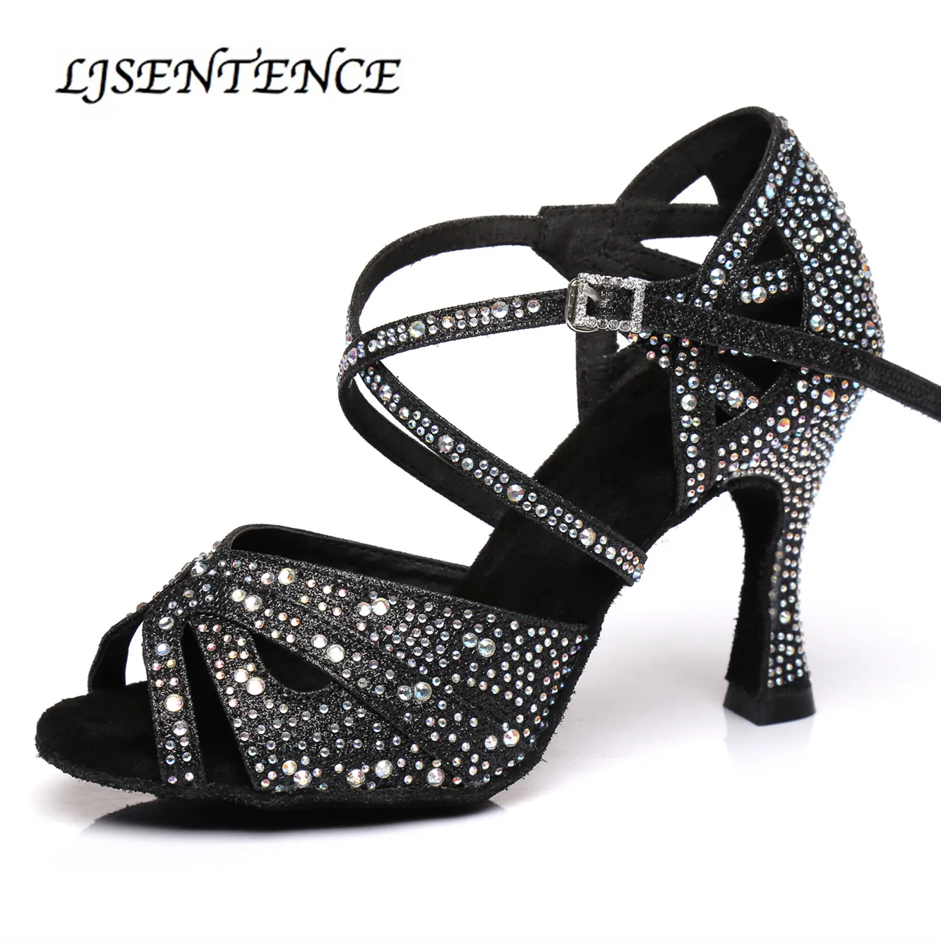 Туфли для латинских танцев женские тканевые туфли со стразами обувь сальсы