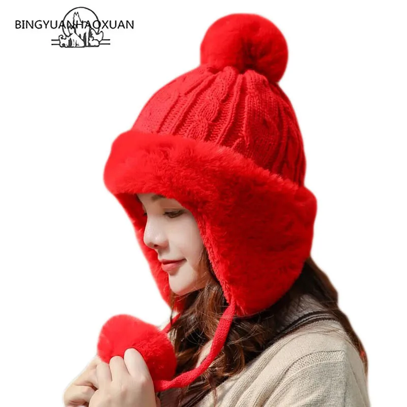 Женская обувь с милым помпоном вязанные шапочки Skullies кепки для женщин мода