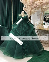 traditional albanian evening dresses for women party prom dark green 2022 lace applique robe de soir%c3%a9e de mariage