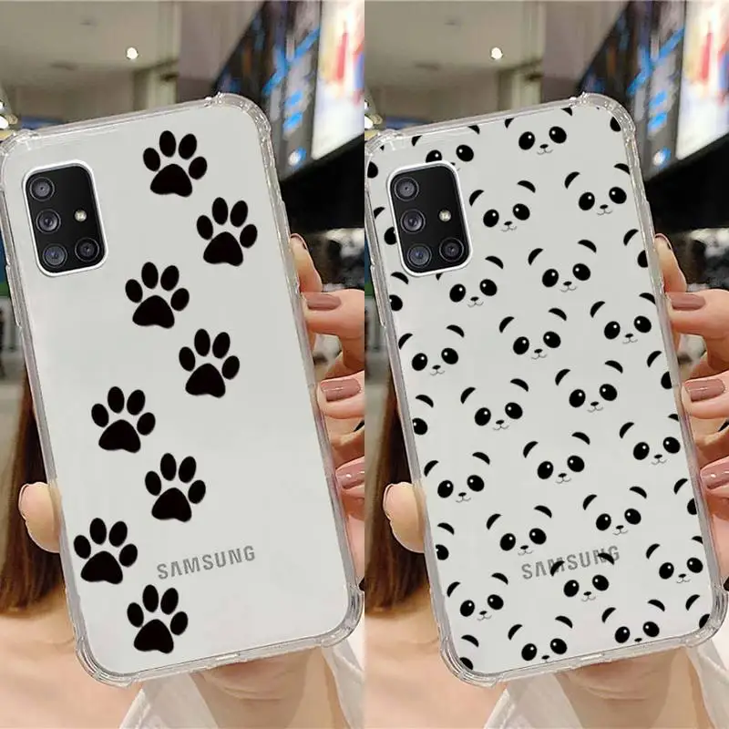 

Cute Cartoon panda Phone Case Transparent For Samsung Note A 7 8 9 10 20 50 51 71 90 20 11 81 e LITE Ultra PRO
