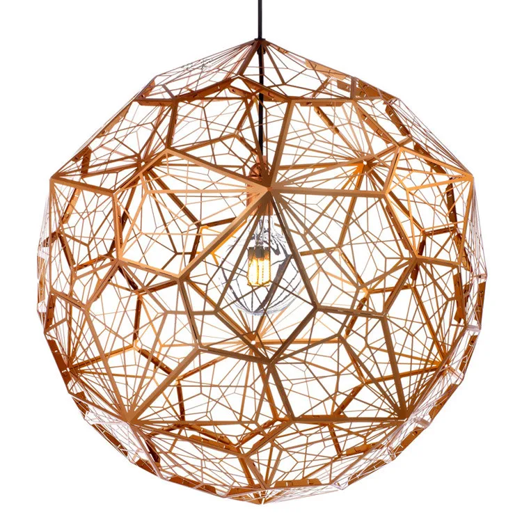Modern Gold Copper Silver Etch Web Pendant Lights Stainless Steel Diamond Polygon Lamp for Living Room | Потолочные лампы и