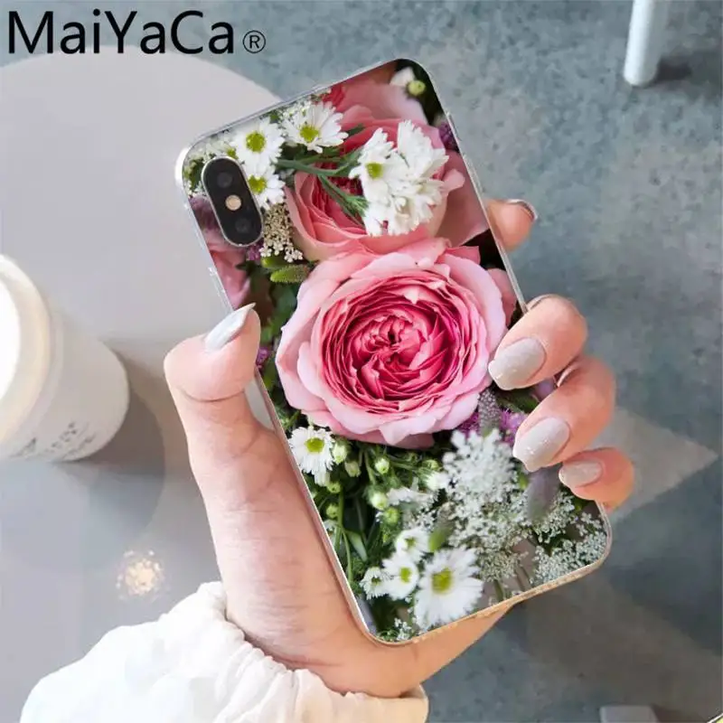 

MaiYaCa Red butterfly on white roses flower Phone Case shell for iPhone 5S 8 7 6 6S Plus X XS MAX 5 SE XR 12 11 pro promax funda