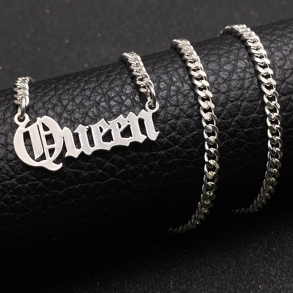 KristenCo Custom Name Necklace For Women Stainless Steel Old English Gold Chain Nameplate Jewelry Gift | Украшения и аксессуары