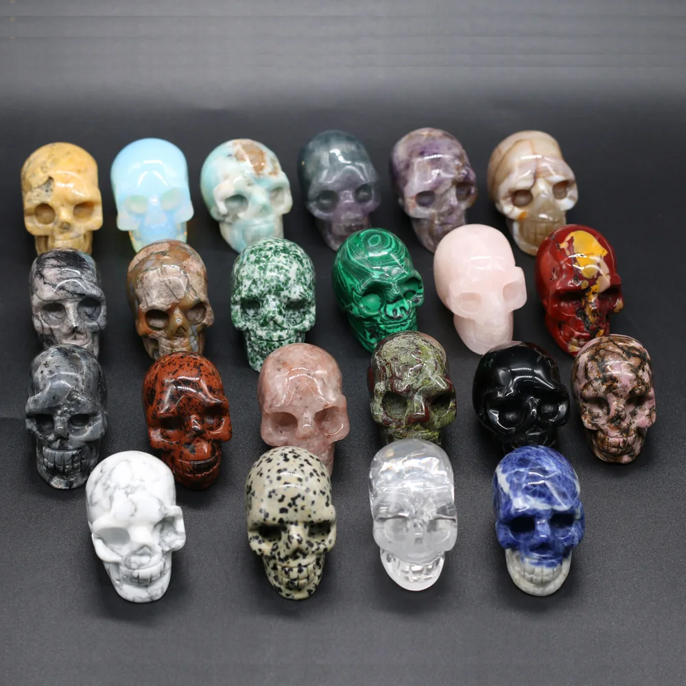 

Natural Semi Precious Stone Skeleton Ornaments Tabletop Decoration Photo Display Products Fengshui Energy Stone 30x50-35x50mm
