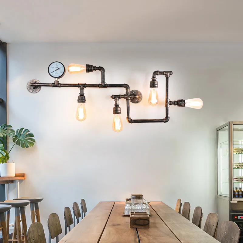 Креативная американская сельская промышленная лампа для кафе и бара настенная