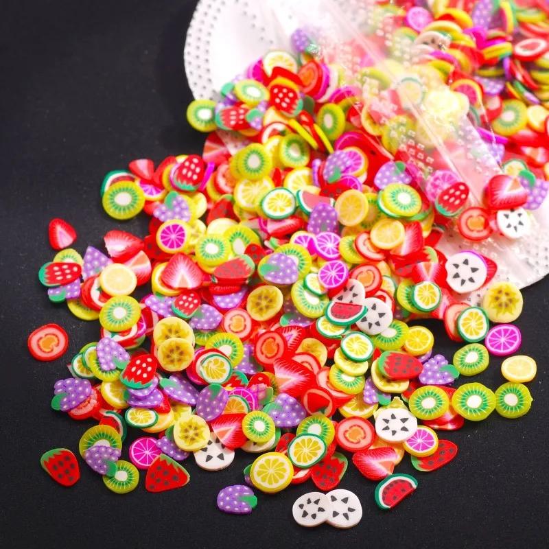 1800Pcs 3D Colorful Tiny Fruit Sequins Soft Pottery Patch Polymer Nail Art DIY Stage Wedding Party Home Decor Accessories - купить по
