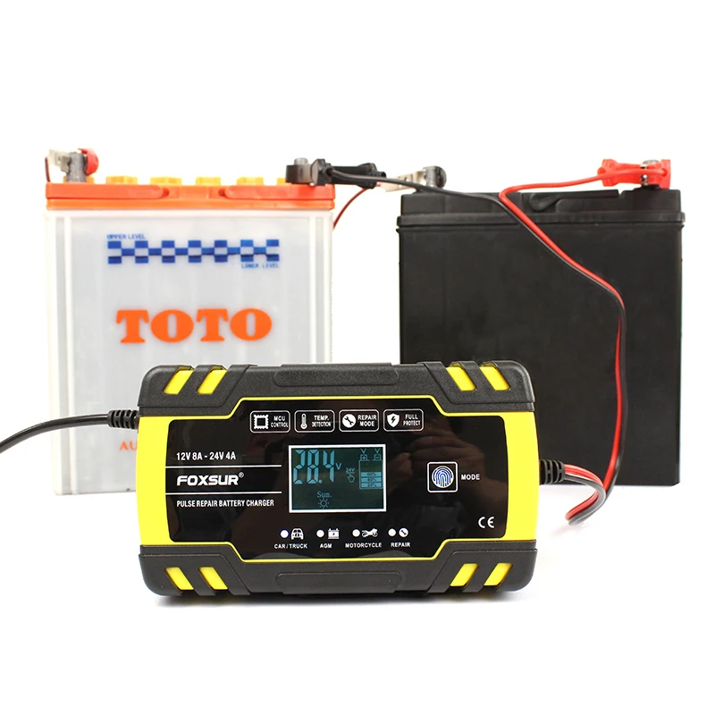 12V 24V для автомобилей и мотоциклов Батарея Зарядное устройство тележка ремонт с