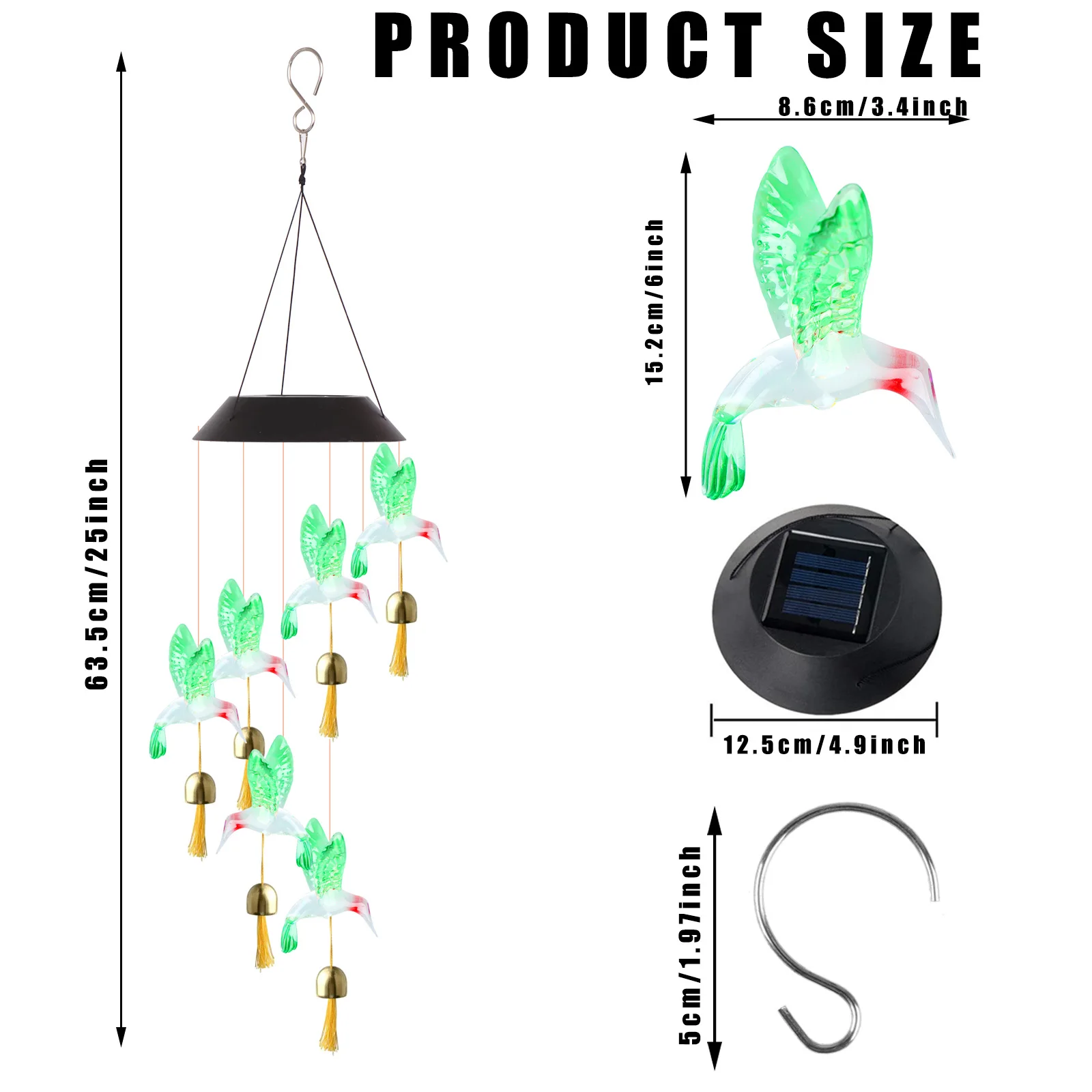 

Solar Wind Chimes, Color-Changing Solar Mobile Wind Chime Solar Powered LED Wind