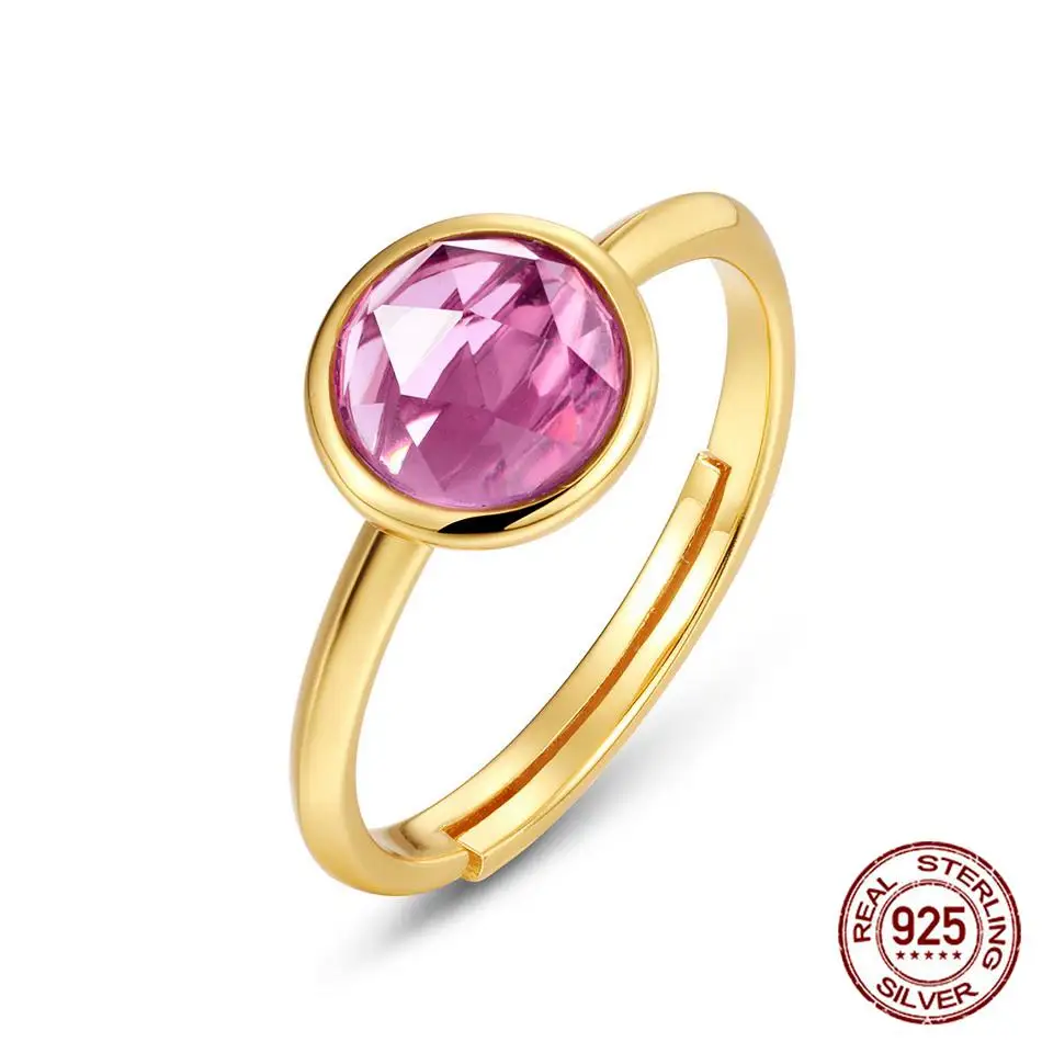 

925 кольцо стерлинговоe серебряное для женщин натуральный аметист регулируемые Роскошные обручальные свадебные ювелирные изделия Подарочн...