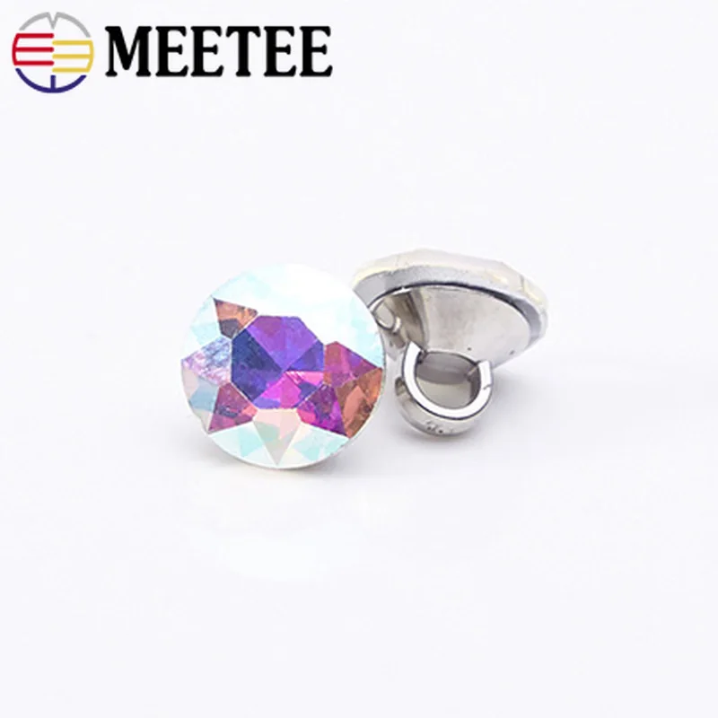Meetee 100 шт. 9 мм Стразы пуговицы стеклянная Алмазная рубашка хвостовик Пряжка DIY