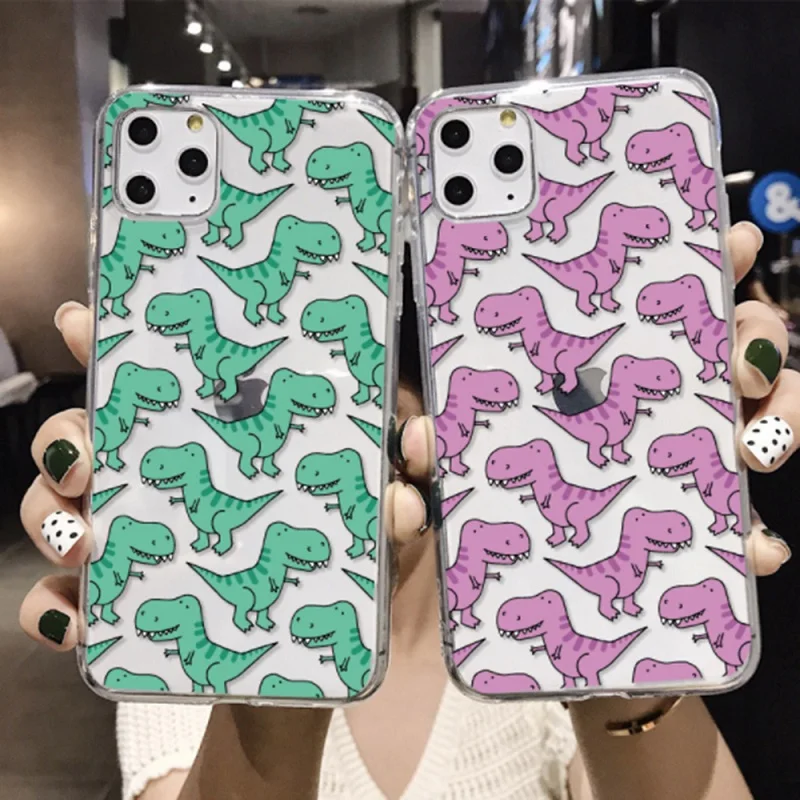 

Cute Dinosaur Phone Case For IPhone X XS 11 Pro Transparent Soft TPU Cover for IPhone 7 8 6 6s Plus XR 5 colors Available