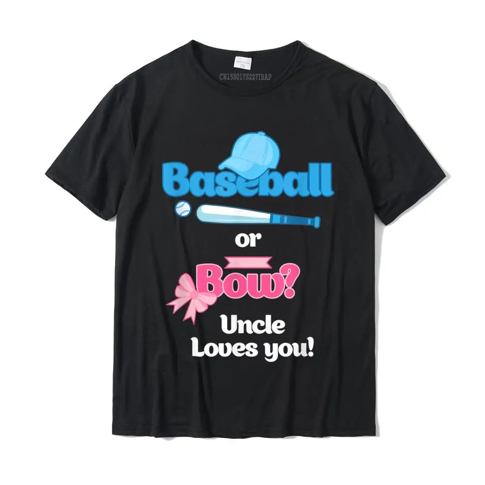 

Mens Baseball Or Bows Gender Reveal Party Shirt Uncle Loves You Student Personalized Tops & Tees Cotton Top T-Shirts Casual Mens