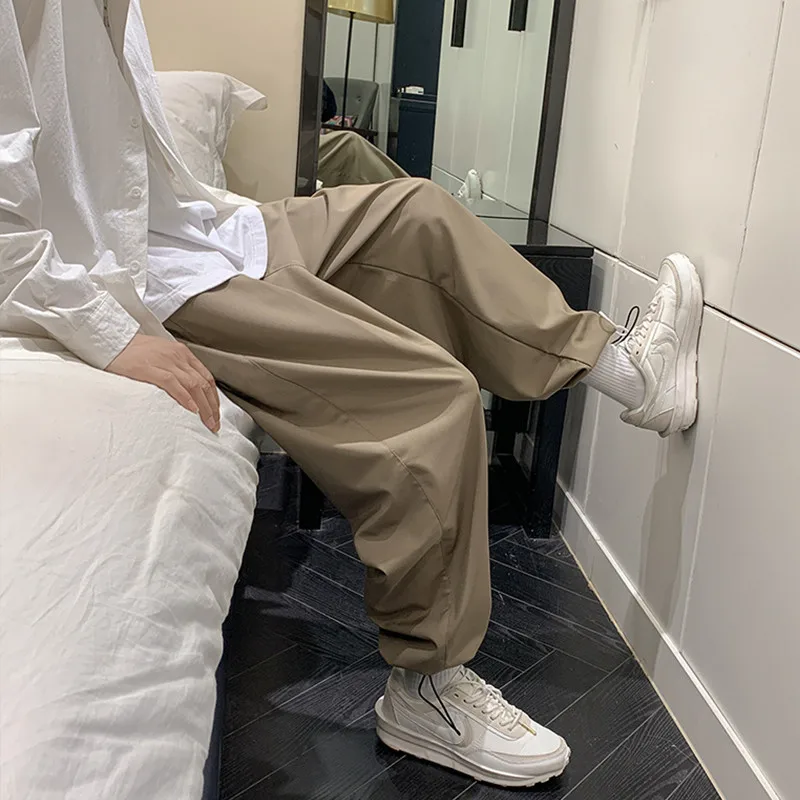 

Summer Sports Pants Men's Loose Straight Tube Drawstring Tie Pants Men's Popular Logo Overalls Drape Wide Leg Casual Pants