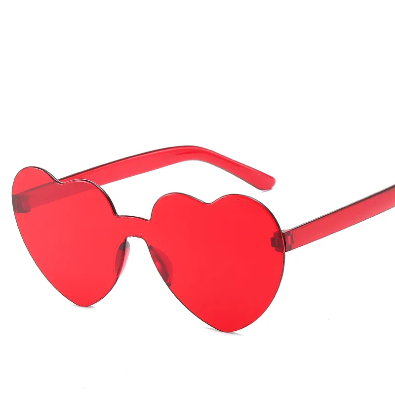 

New Love-shaped Sunglasses Heart Jelly One-piece Men's and Women's Ocean Glasses Sunglasses Frameless