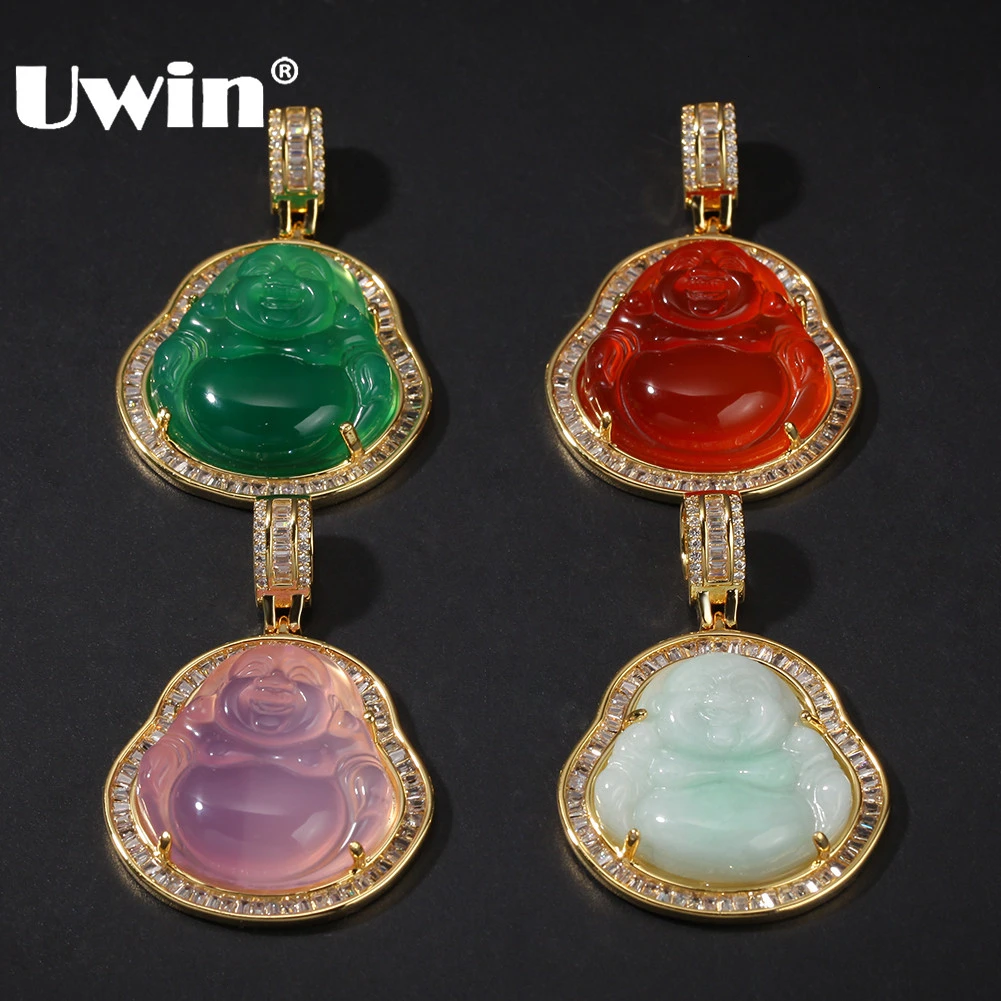 

UWIN Buddha Pendant Necklaces For Women Gold Silver Color Colored Gem Necklace Fashion Jewelry New Style Drop Shipping