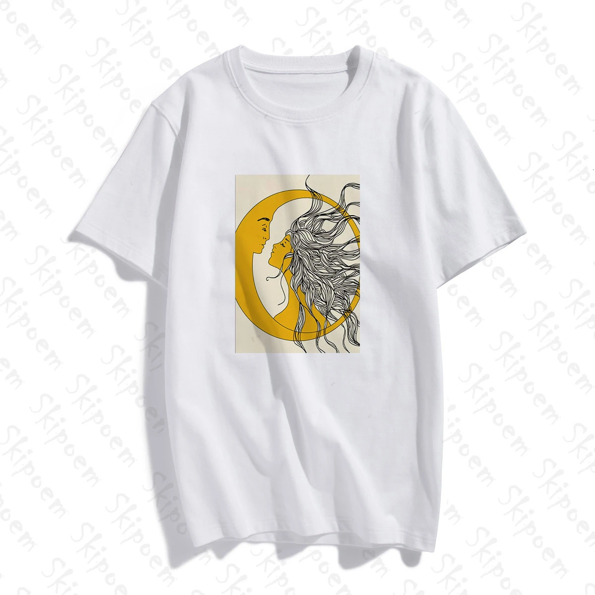 С рисунком солнца и футболка с Луной для женщин в Корейском стиле Стиль