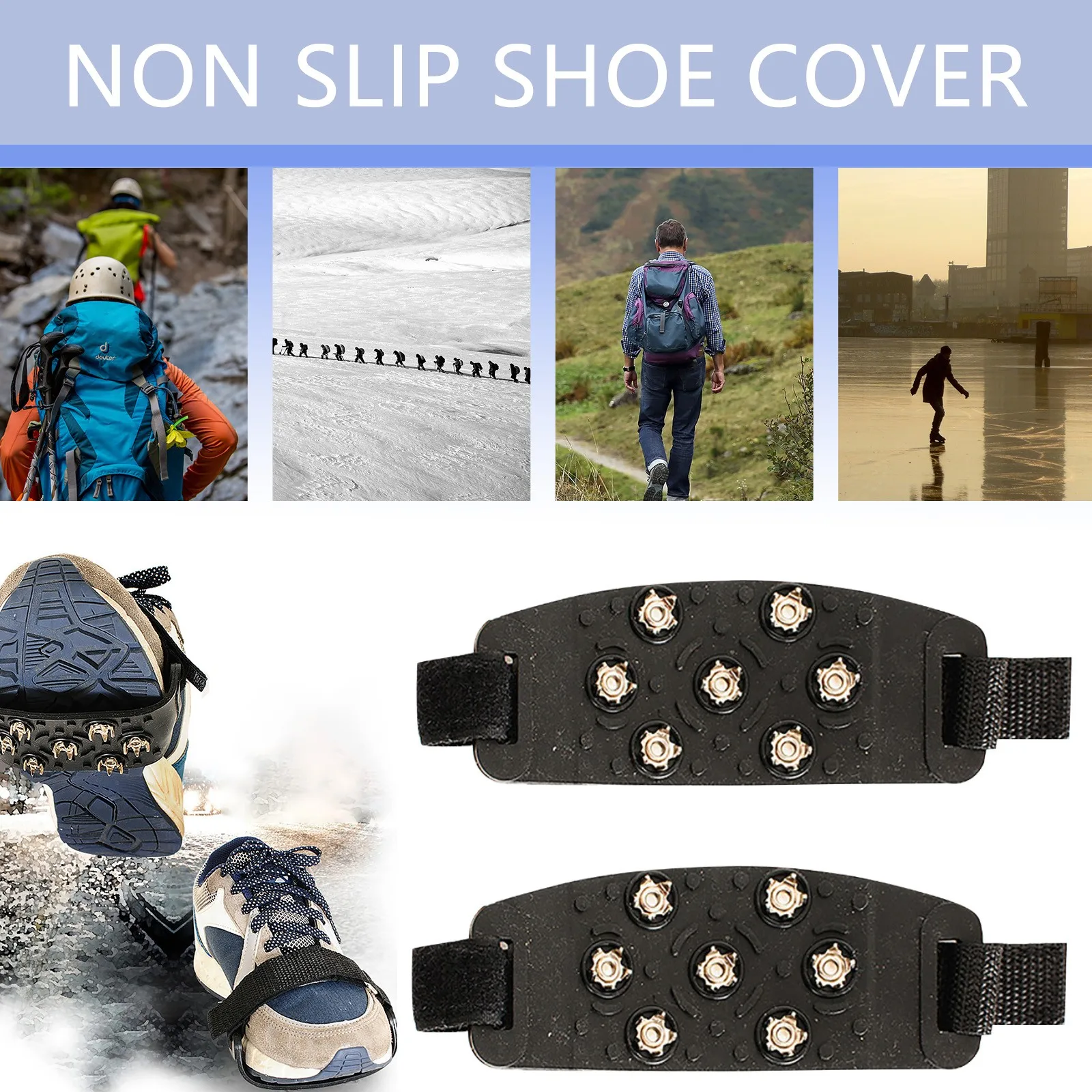 

7 Point Cleats for Footwear Crampons Traction Leather Cleats Ice & Snow Grips Anti-Skid Traction Grips Ice Boots Crampons#30