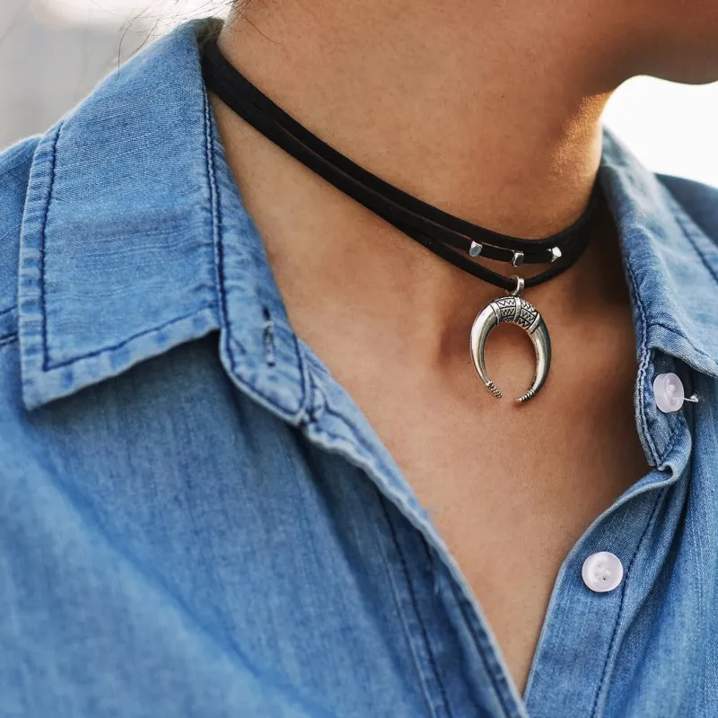 DoreenBeads модное ожерелье-чокер для мужчин Золотая подвеска в форме половины Луны