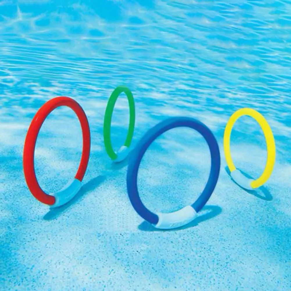 

4Pcs/set Swimming Pool Diving Circle Plastic Portable Swimming Diving Ring For Children Parent-child Gift Children's Summer Toys
