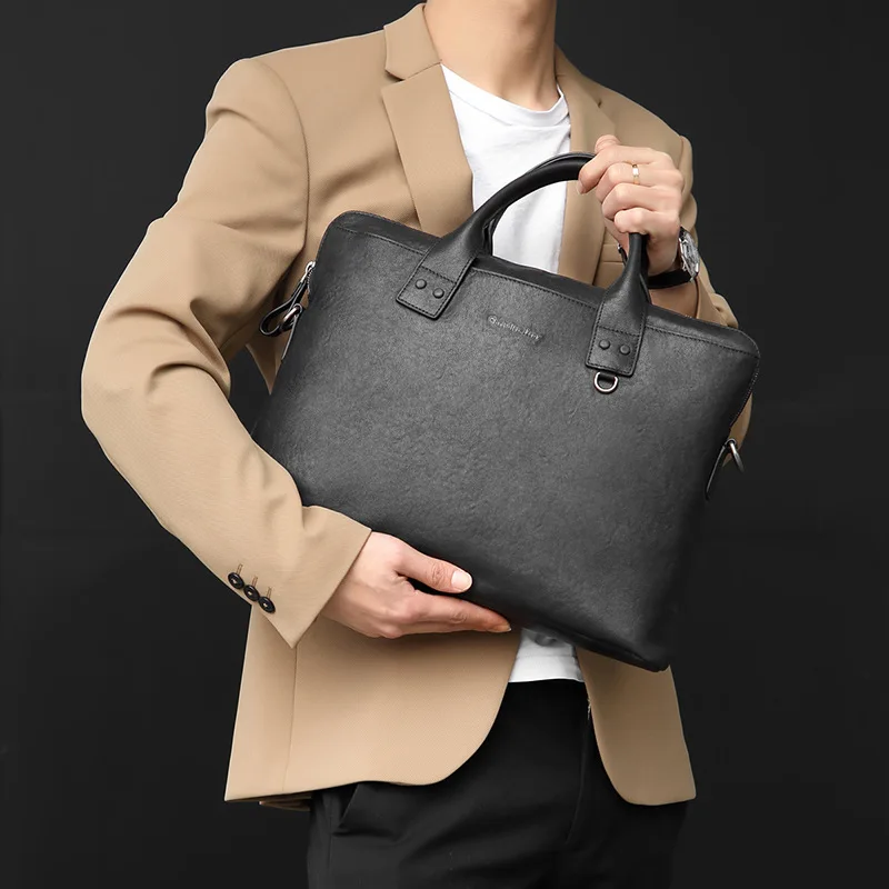 

Кожаный портфель, Роскошный дизайнерский портфель для ноутбука с сублимационной печатью, портфель для документов на плечо для офиса, мужск...