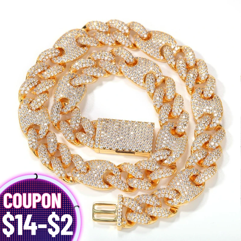 Ожерелье мужское из кубинской цепи с фианитом 16 мм|Колье| |