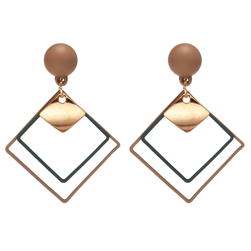 Simple Round Kroean Drop Earrings For Women Gold Black/White Enamel Statement Earrings Fashion Jewelry pendientes mujer - Окраска металла: e914lv