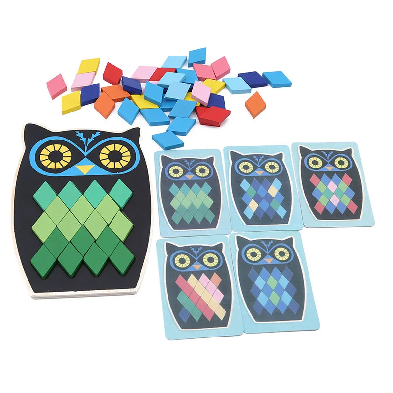 

1Set Cartoon Animal Fish Owl Shape Wooden 3D Puzzle Toy Baby Toys Children Infant Baby Early Learning Educational Wooden Puzzle