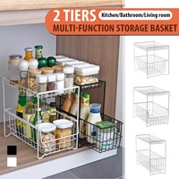 3 type iron storage basket kitchen spice bottle baskets countertop desktop pull out multi purpose storage rack bathroom shelf