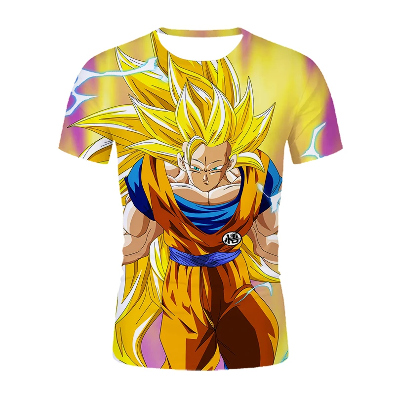 

Summer Fashion Cartoon Anime Dragon Ball Graphic T-shirt 3D Printing Round Neck Short-sleeved Men's T-shirt Oversized T-shirt