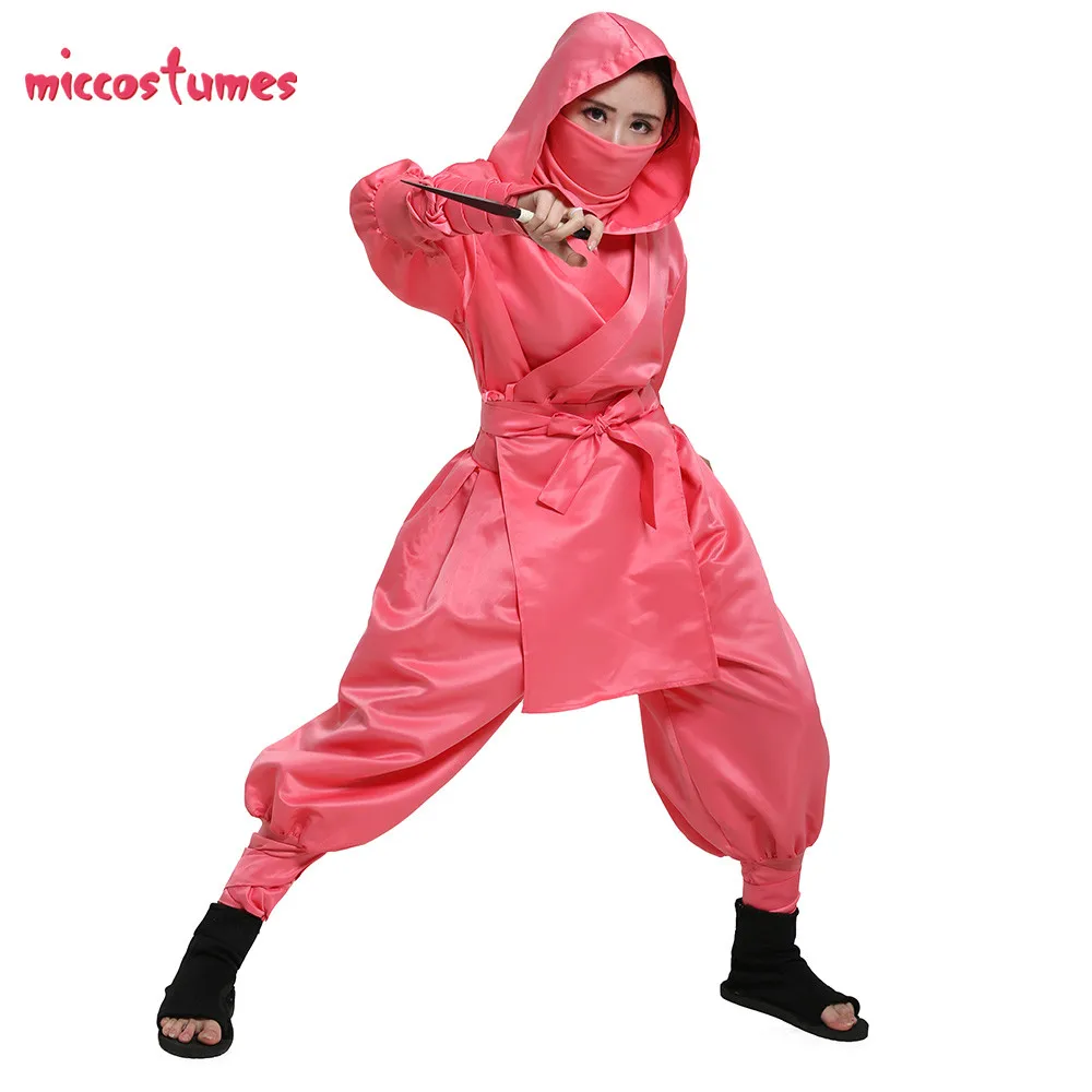Розовый костюм ниндзи японский розовый для косплея с капюшоном| |