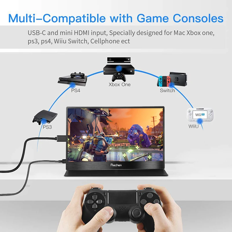 13," дюймовый 4K монитор hdmi Портативный ips type-C ЖК-дисплей с DP входом игровой дисплей для Pi PS3/PS4/Xbox 360 компьютер ПК
