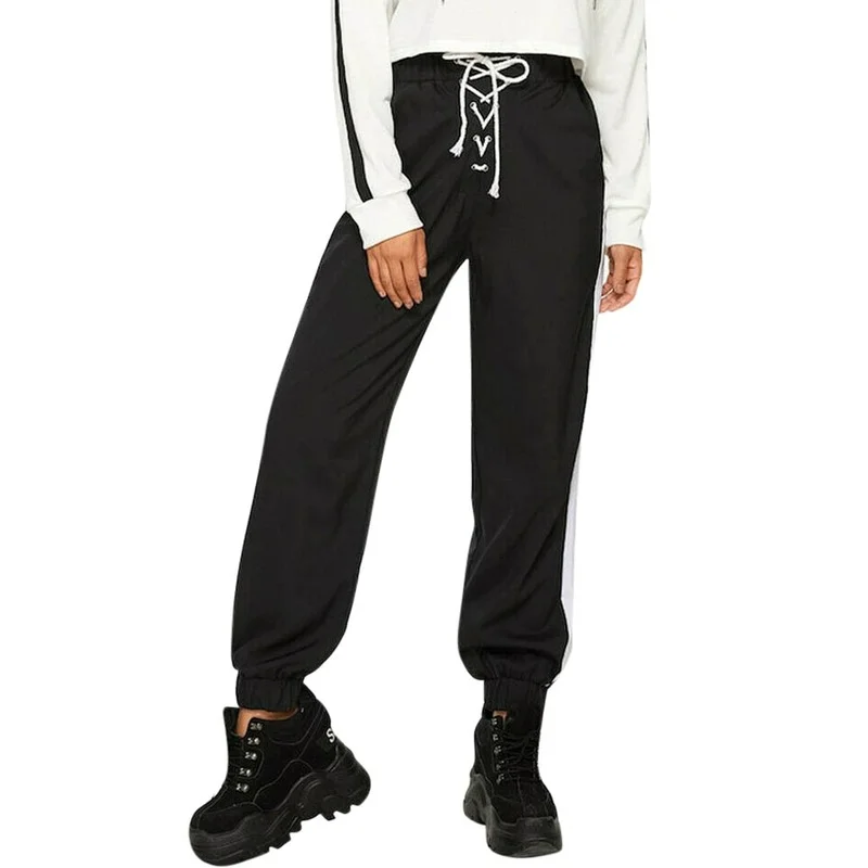 

Fashion Womens pants 2019 New streetwear Pocket Sports Bandage High Waist Casual Beam Foot Trousers joggers Sport Pants 7.25