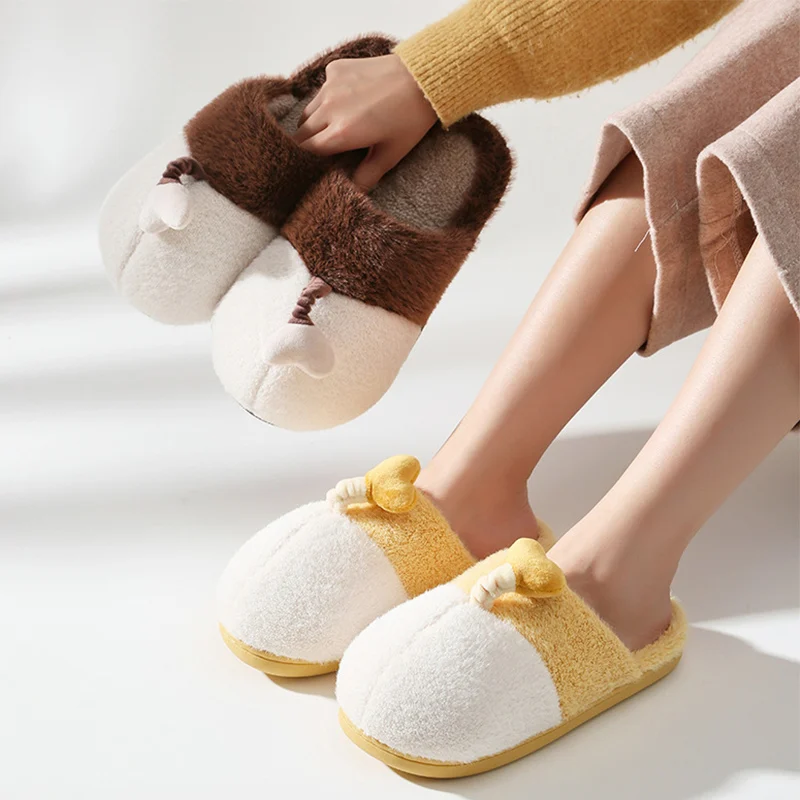 Warm Soft Women Slippers Women Heart Cotton Slipper Winter Non-Slip Floor Home Furry Slippers Shoes Bedroom Female Male Footwear