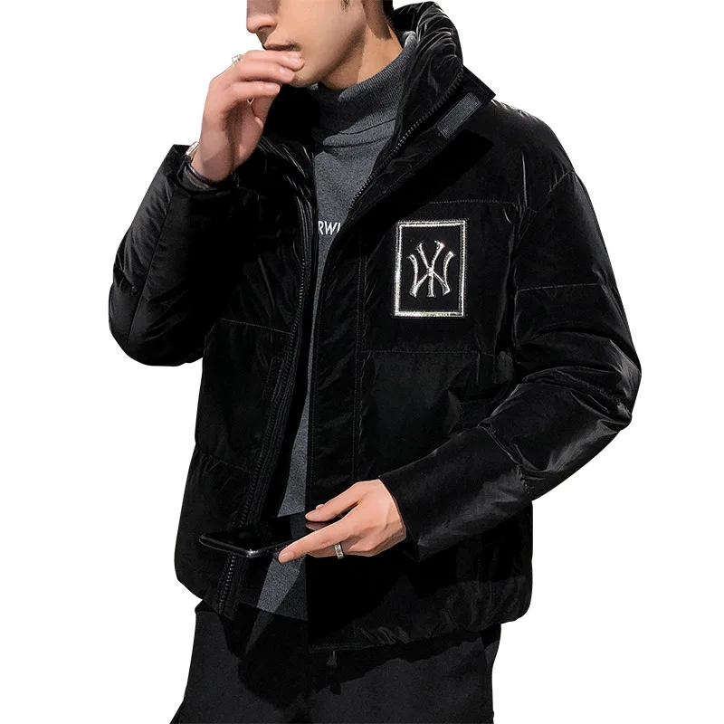 

jacket down 2020 winter short white duck down solid coat thickened black casual youth standing collar men's wear