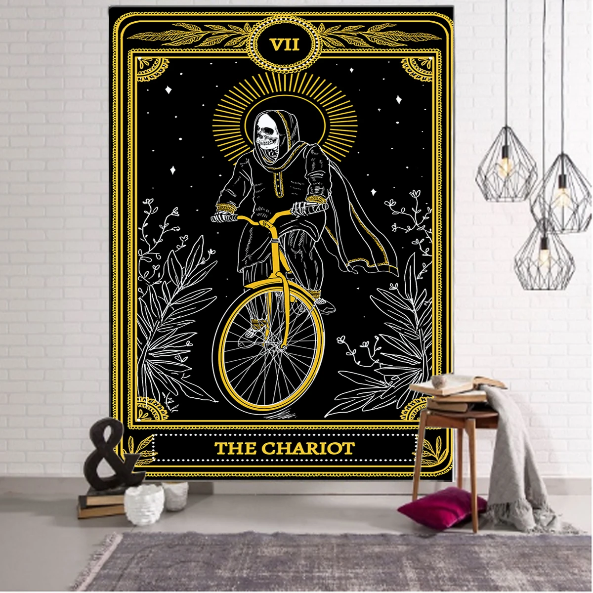 

Woman Reading Newspaper, Tiger, Octopus Fairy, Living Room Mural Art Dormitory Decoration Cloth