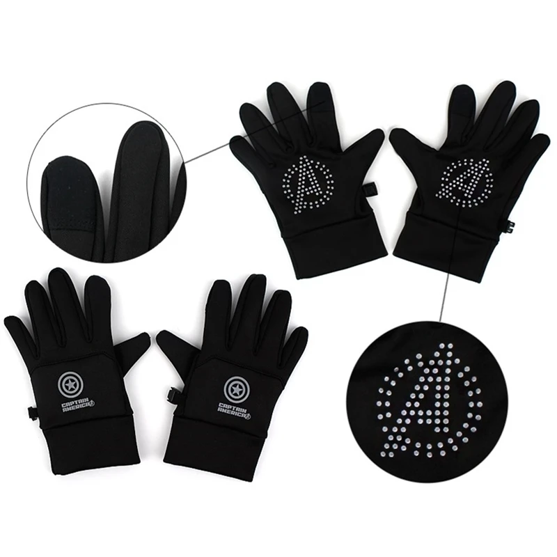 Зимние Детские перчатки Marvel лыжные Капитана Америки с пятью пальцами для