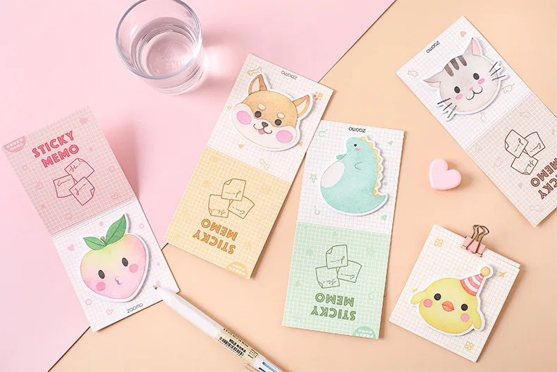 Kawaii Fat Doodle серии кошка персик динозавр N Times Набор стикеров для заметок страница Флаг Закладка Школа Офис Канцелярские Принадлежности